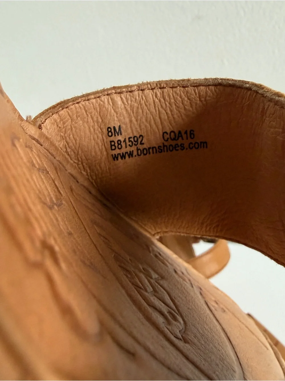 Like new Born Tan Leather Cork Wedge Sandals sz 8